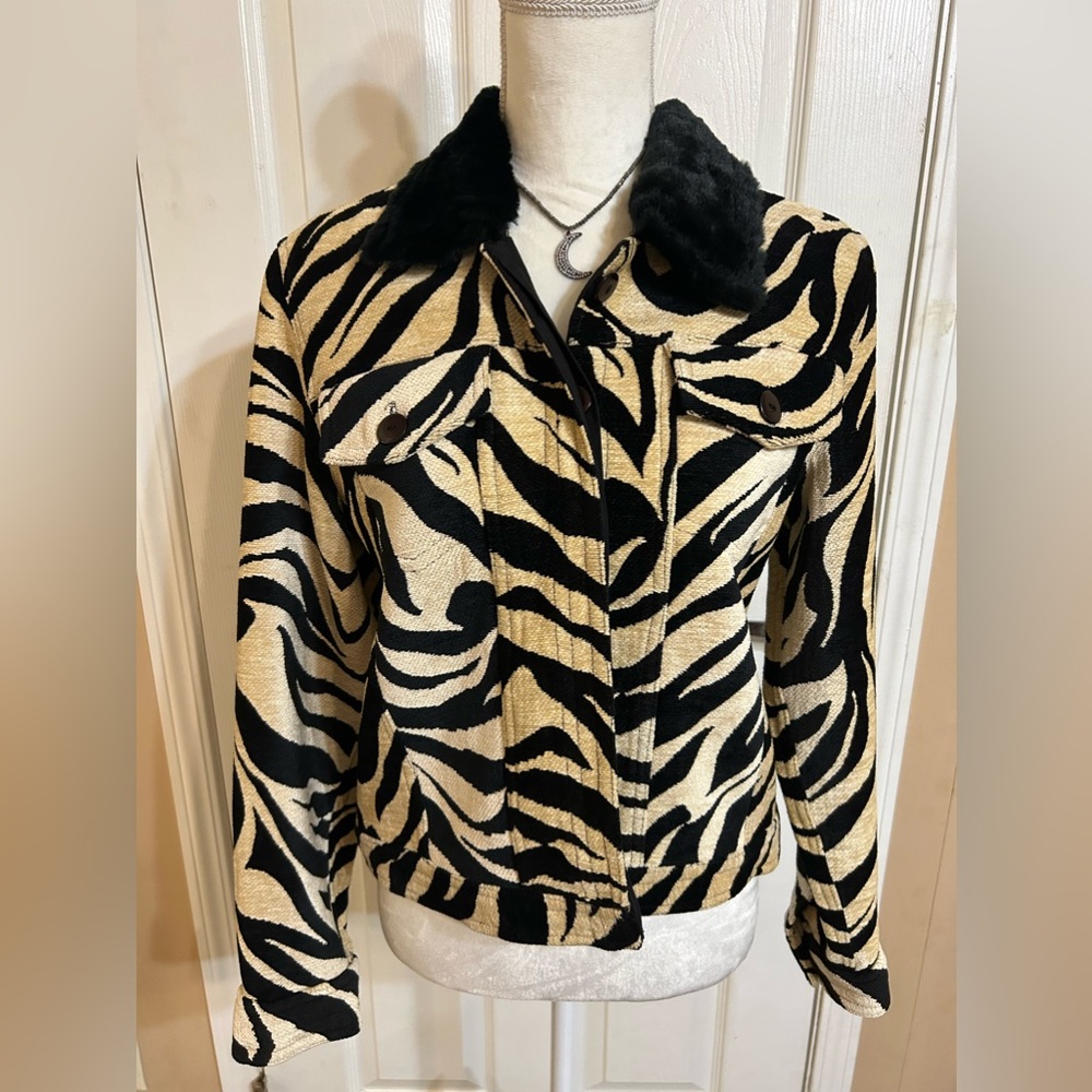 Robin Clayton Designs International Zebra Print Jacket Size Medium